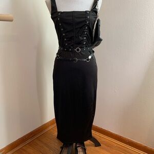 Black Corset-Style Dress with Belt size L